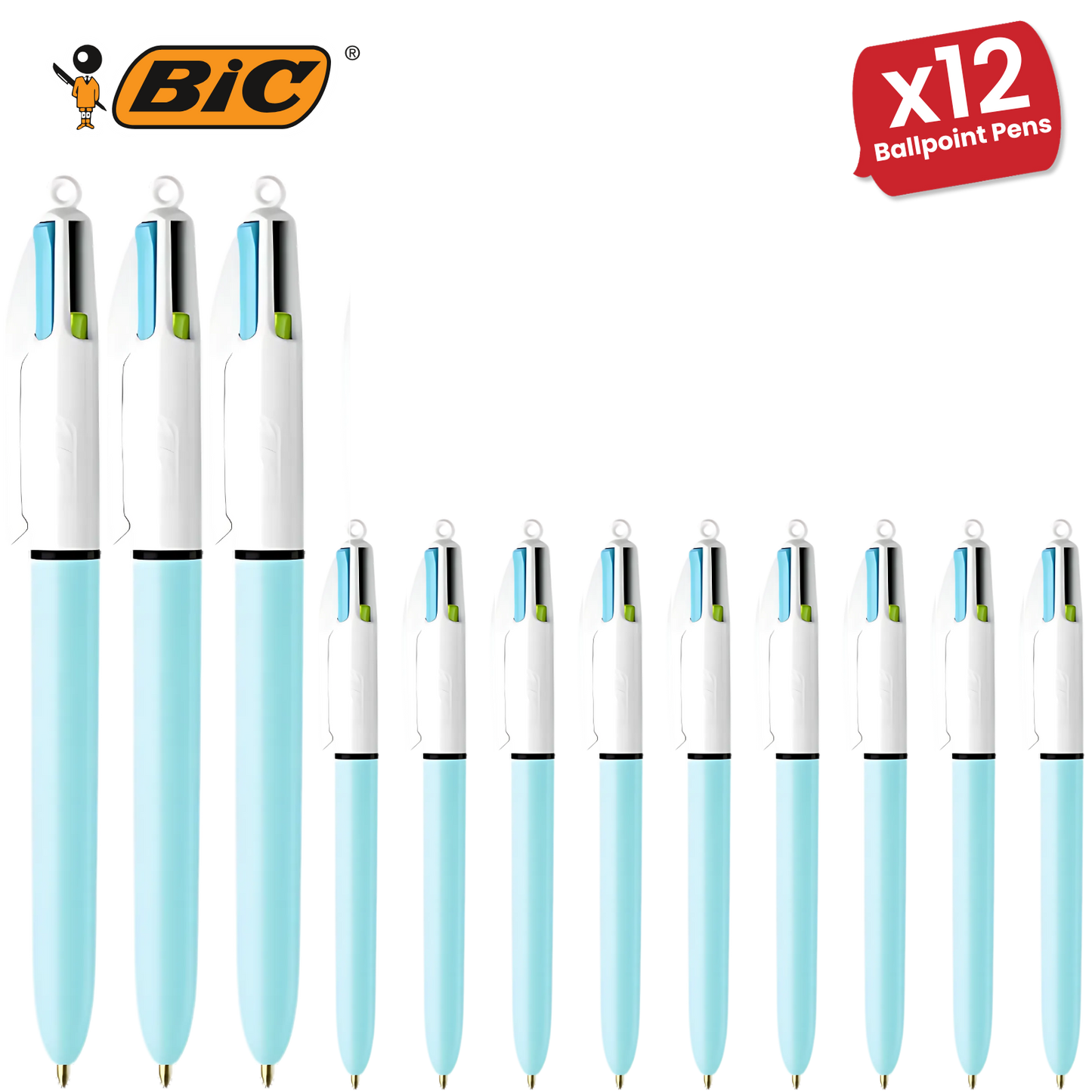 BIC 4 Colours Fun Ballpoint Pen Assorted Inks for Writing and Drawing