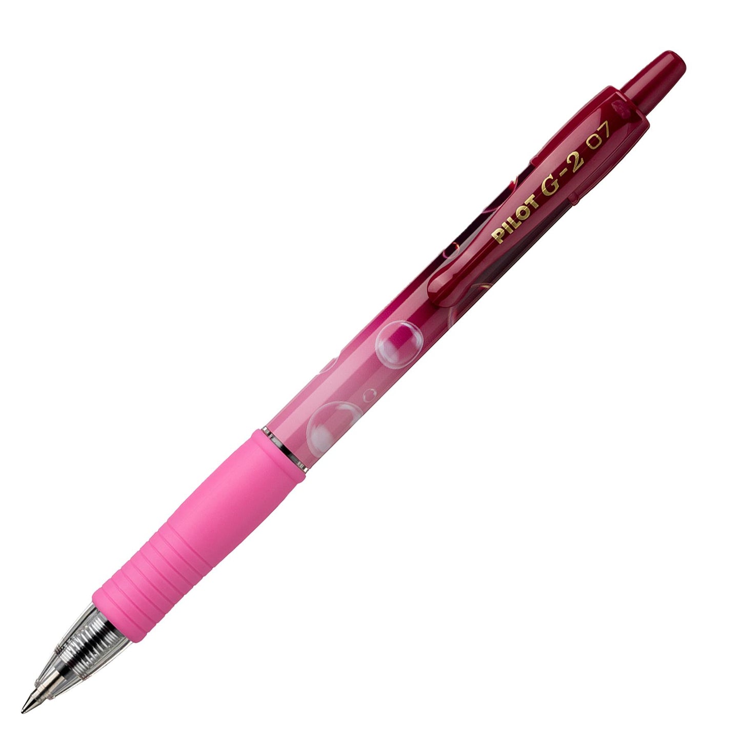 Pilot G2-07 Gel Bubble Pink Pen Blue Gel Ink 0.7mm Ergonomic Grip