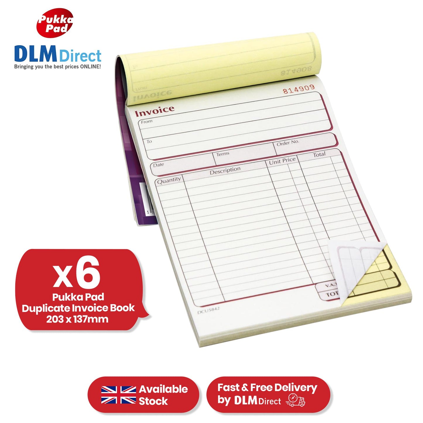 DU5842 Pukka Pad, Duplicate Invoice Book 203 x 137mm