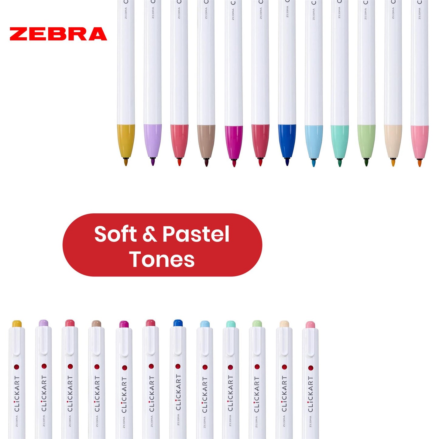 Zebra Clickart Ballpoint Retractable Bullet Tip Pen for Journaling & Drawing