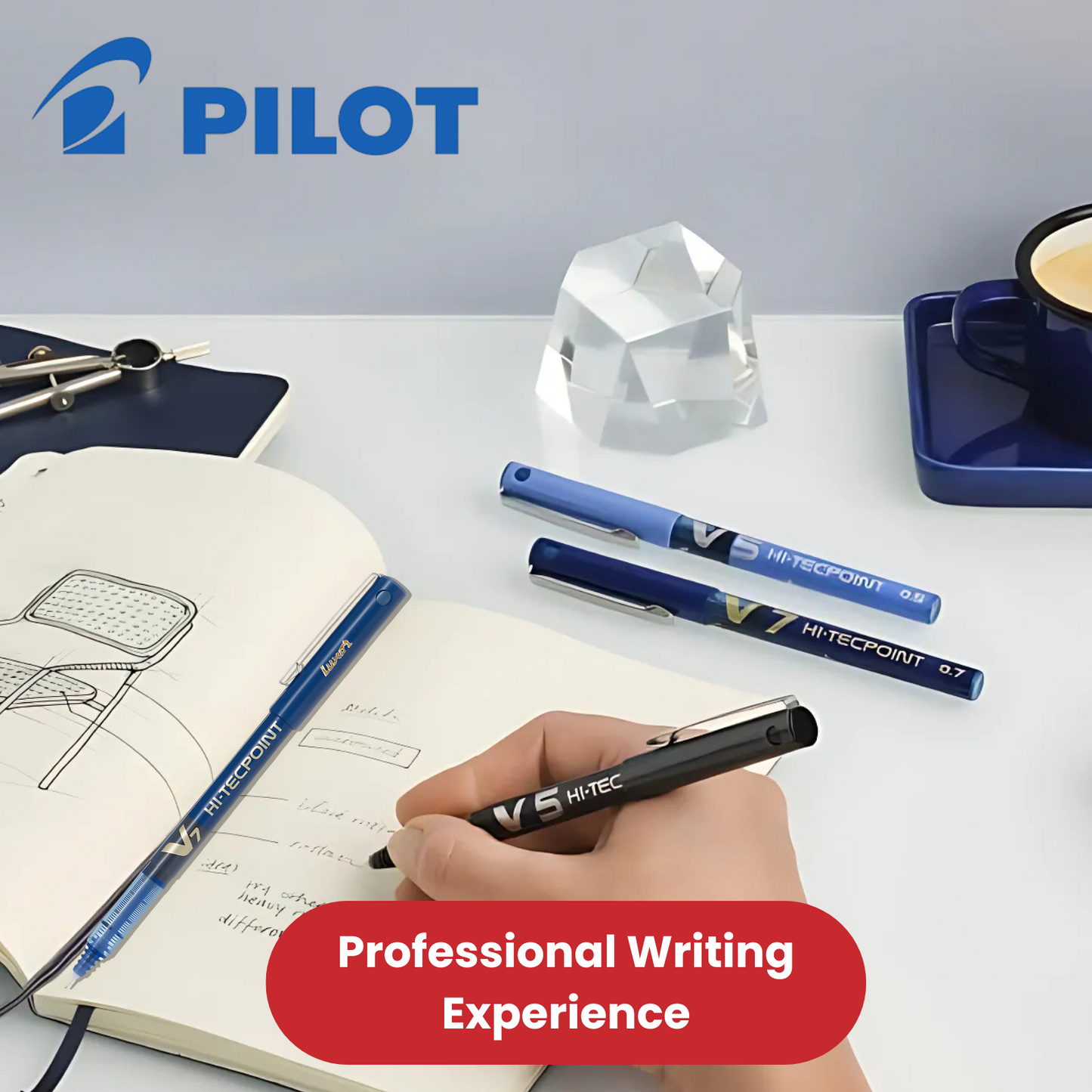 Pilot V5/V7 Hi-Tecpoint Liquid Ink Cartridges System (Pack of 3) - Blue Refills