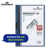 Durable DURACLIP A4 Project Folder Plastic Metal Clip 30 Sheets Holder Document Certificates Organisers  for School Office Home