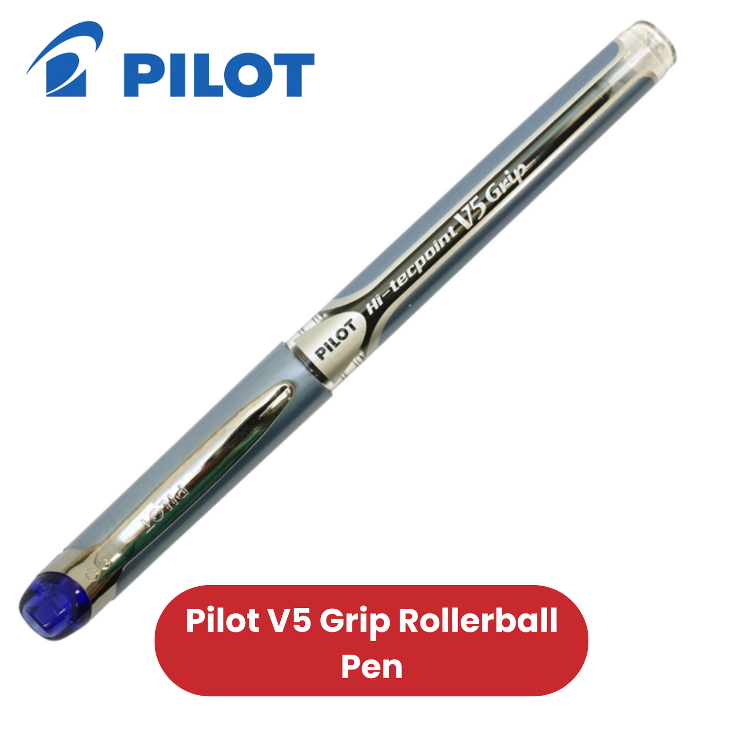 Pilot V5 Rollerball Pen Rubber Grip Needle Point 0.5mm Blue- Pack of 1