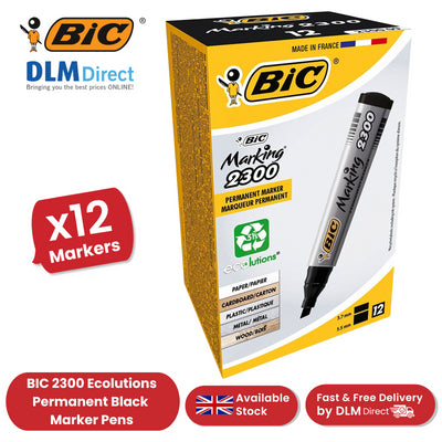 Bic 2300 Permanent Black Chisel Tip Marker (Pack of 12) 820926