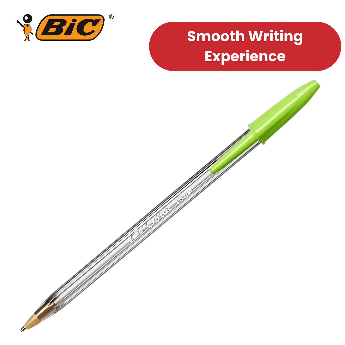 Bic Cristal Fun Green Ballpoint Pen Smooth Writing Medium Tip Pen for School Office Tasks, Pack of 1