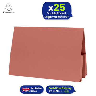 Exacompta Guildhall legal Double-Pocket Wallet for paper Documents, 315gsm,pack of 25 (Red)