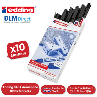 EDDING MARKER AEROSPACE BLACK 8404 bLACK Fine tip - Pack of 10