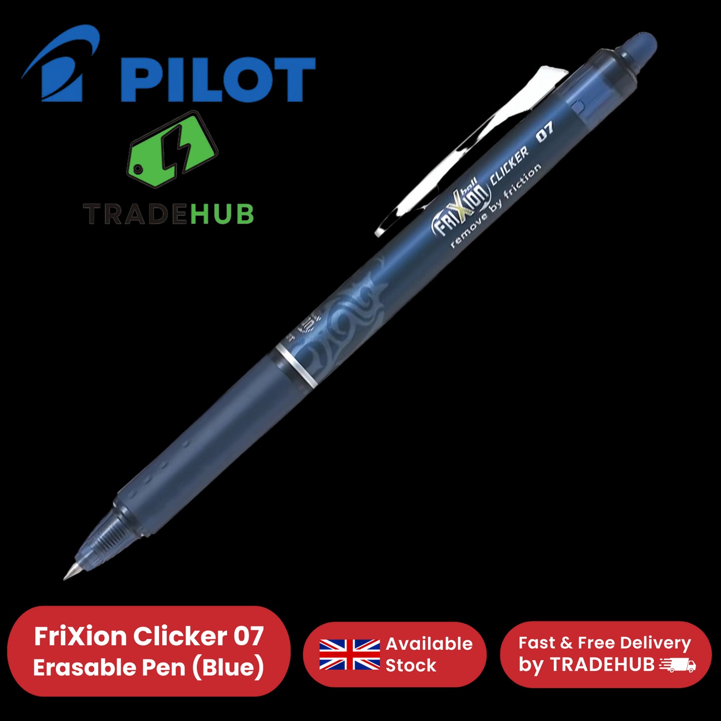 Pilot FriXion Clicker Erasable Gel Rollerball Multiple Pens 0.7mm Tip - Blue