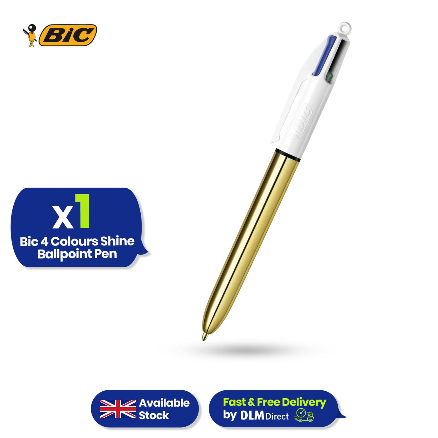 BIC 4 Colours Shine Ballpoint Pen Gold Metal Barrel 1.0mm Tip 4 Colours