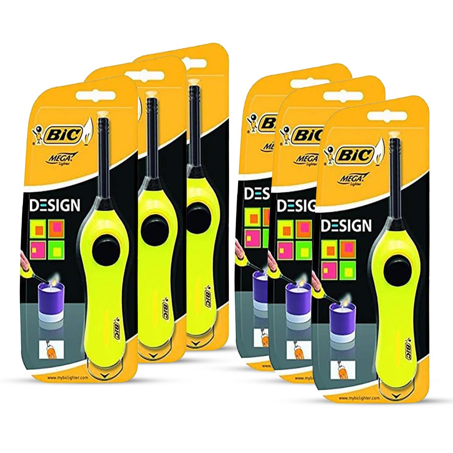 BIC Mega Utility Lighter - Plastic 6cm Wand Cooking Lighter, Push Button Lighters for BBQ