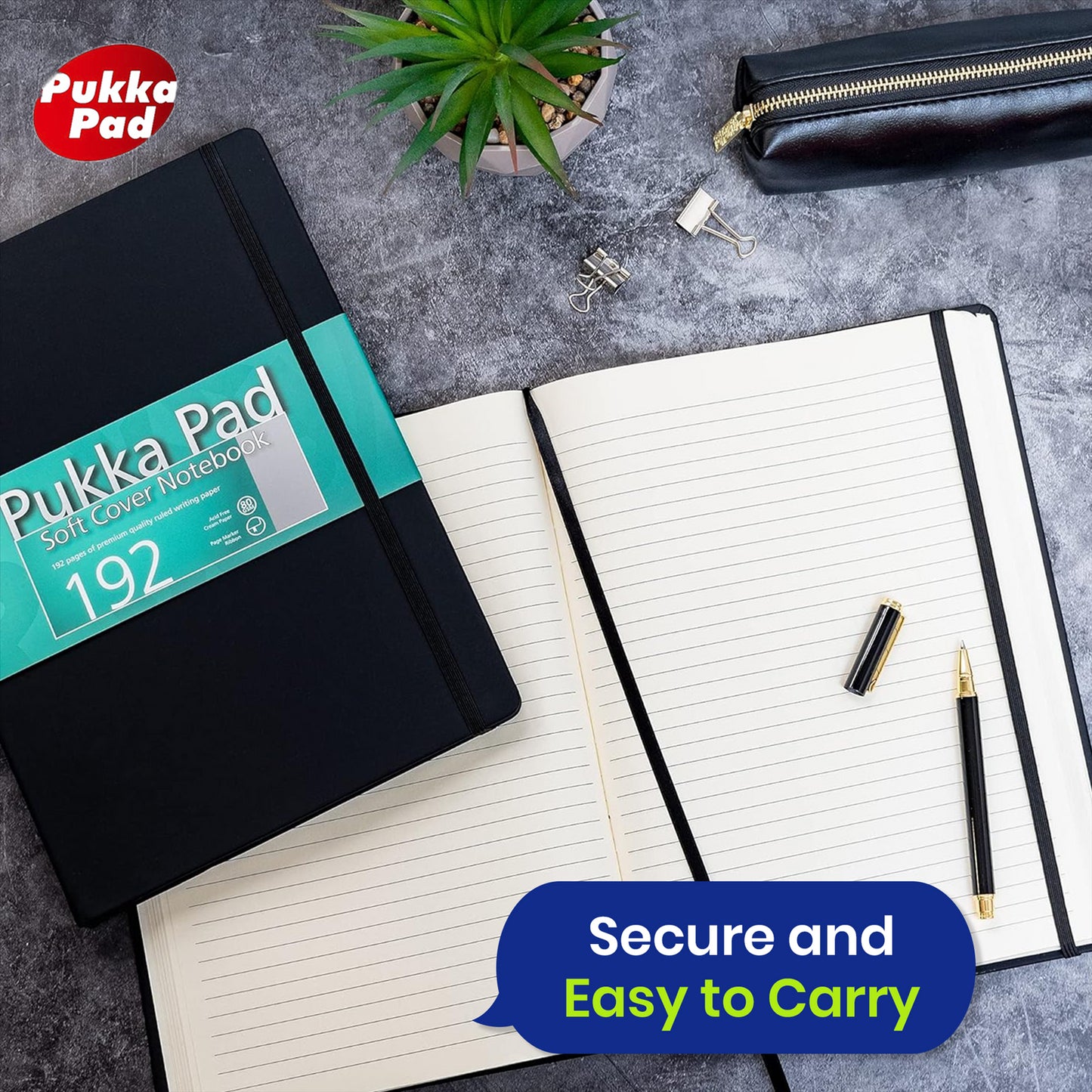 Pukka Pad A4 Notebook 192 Pages Inside Pocket Journal, Writing Book For Office Workers (Pack of 3)