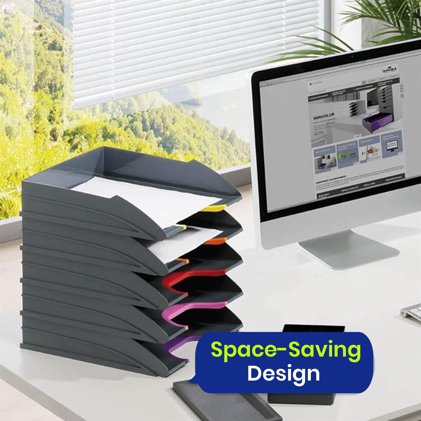 5x Letter Tray A4 Stackable Office Paper Tray Durable Desk Organiser for Paperwork