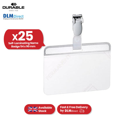 Durable ID Card Holder 25 Pcs Self Laminating ID Badge Holders with Clip for Office