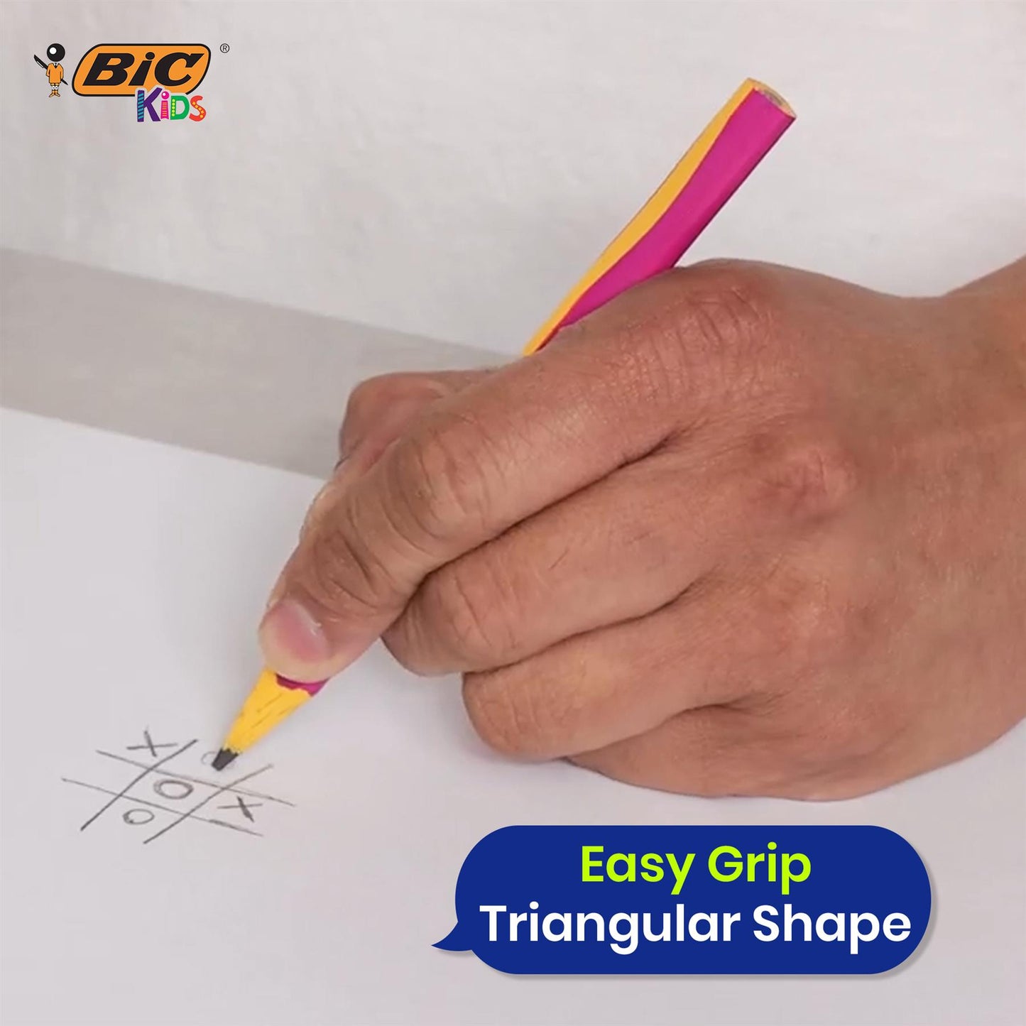 BIC Kids Beginners Graphite Pencils 12-Pack Pre-Sharpened Pink Triangular Grip Drawing Sketching Shading Drafting & Illustrations