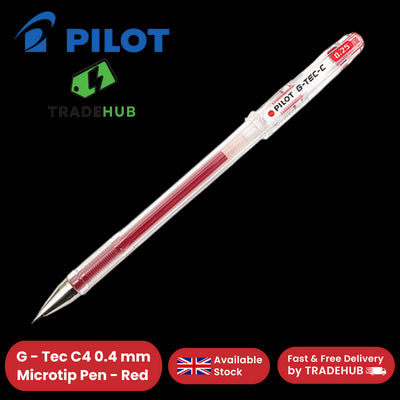 Pilot Pen G-Tec C4 0.4 mm Microtip Rollerball Multi Pens Smooth Gel Ink - Red