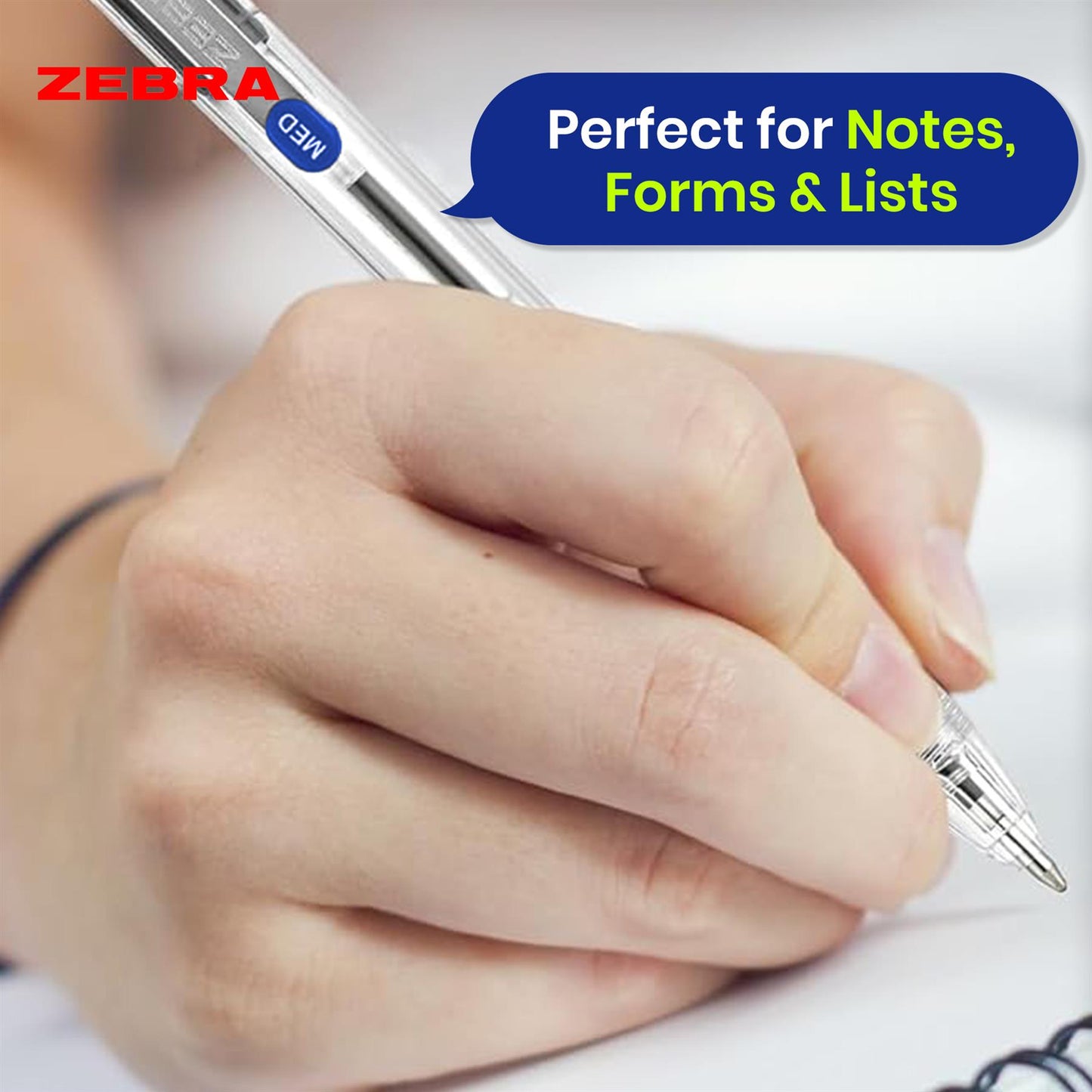 Zebra Z Grip Ballpoint Blue Retractable Pen 1.0mm Medium Point Biro for School Office (Pack of 12)