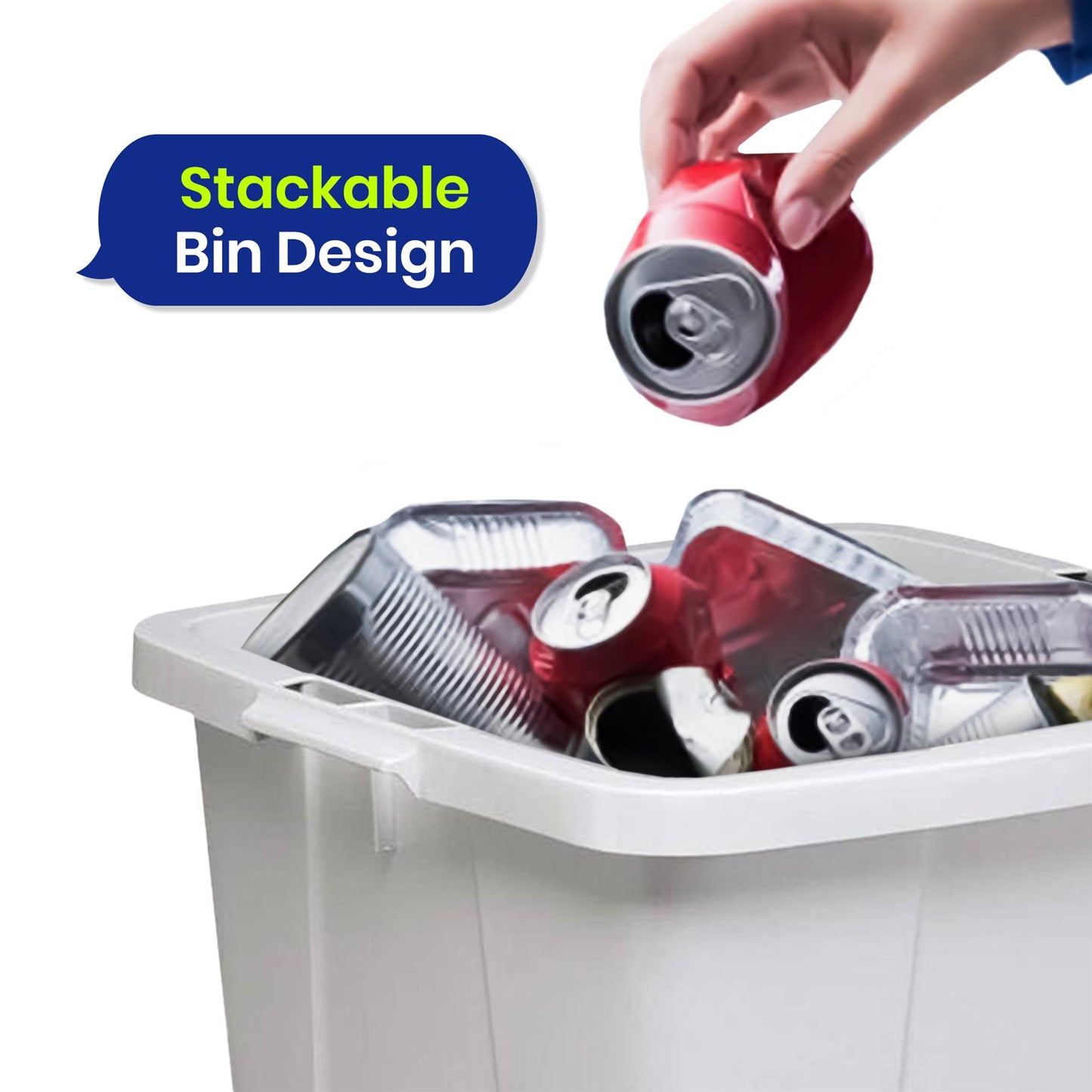 110L Bin Bags 25 Pack and 90L DURABIN Grey Waste Bin Bundle Strong Recycled Plastic Set