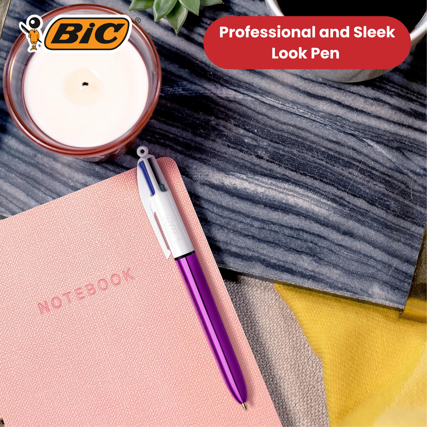 Bic 4 Colour Shine - Purple - Pack of 12 - Non Promo Stock @ 11.29
