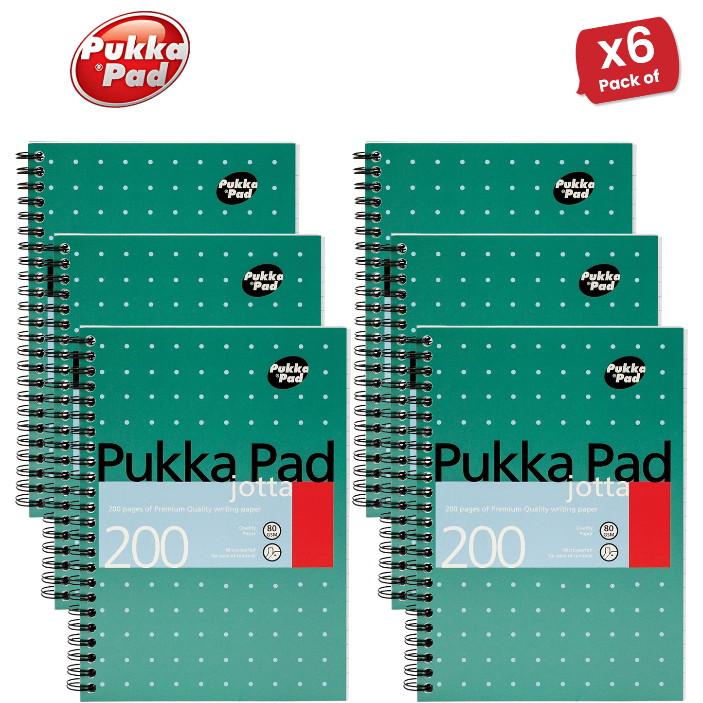 PUKKA WHITE A5 WIREBOUND PADS 200 page 80gsm (RULED/MARGIN) - PACK OF 1