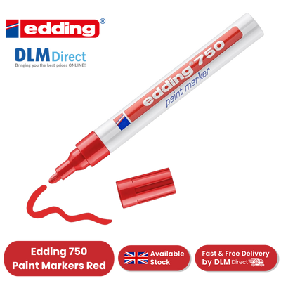 Edding 750 Paint Marker Pack of 1 Opaque Red Low Odour Ink 2-4mm Bullet Tip