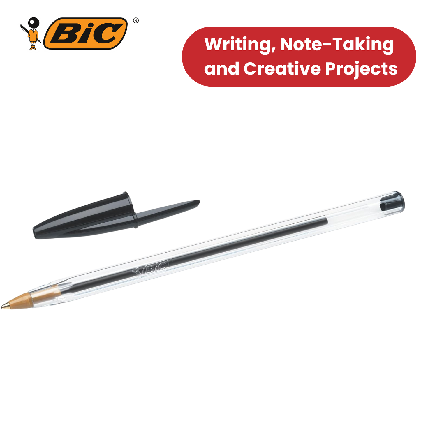 BIC CRISTAL MEDIUM BALL POINT PEN BLACK - BOX OF 50 - 1 to 5 Packs