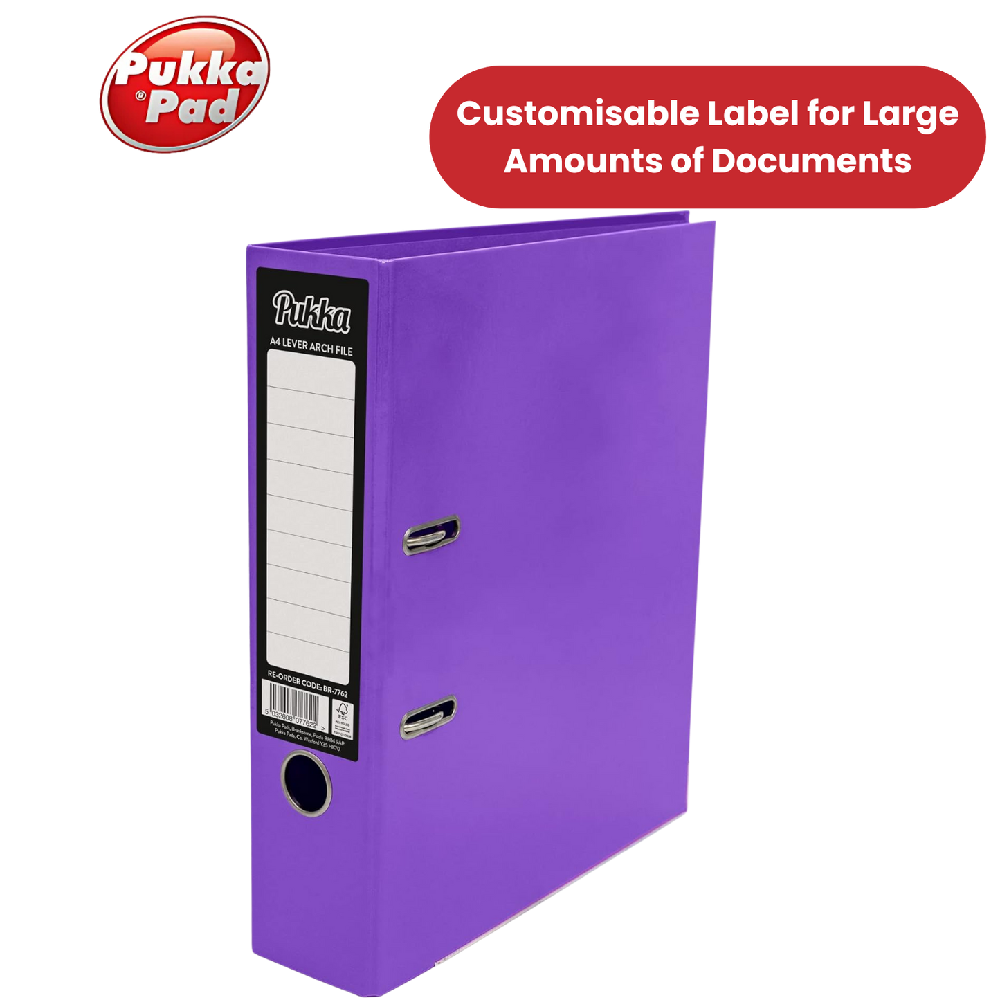 Pukka Brights Lever Arch Files - Purple - Box of 10 - Pack of 1 to 5