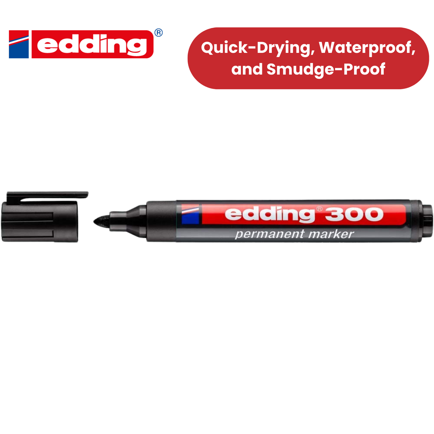 Edding 300 Permanent Marker Bullet 1.5-3mm Black - Single - 1 to 30 Packs
