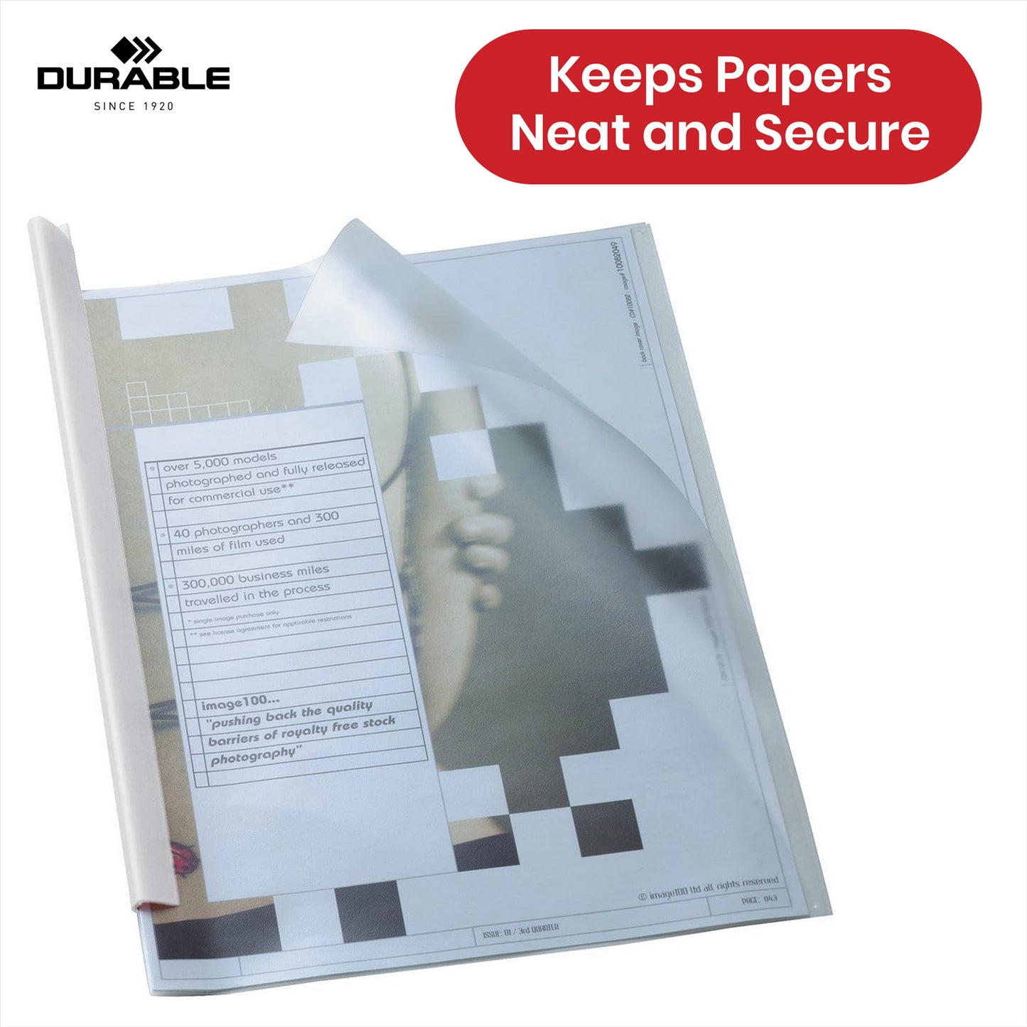 Durable A4 Clear Report Covers & Spine Bars, 10 Pack - Plastic Filing, Assorted Colours