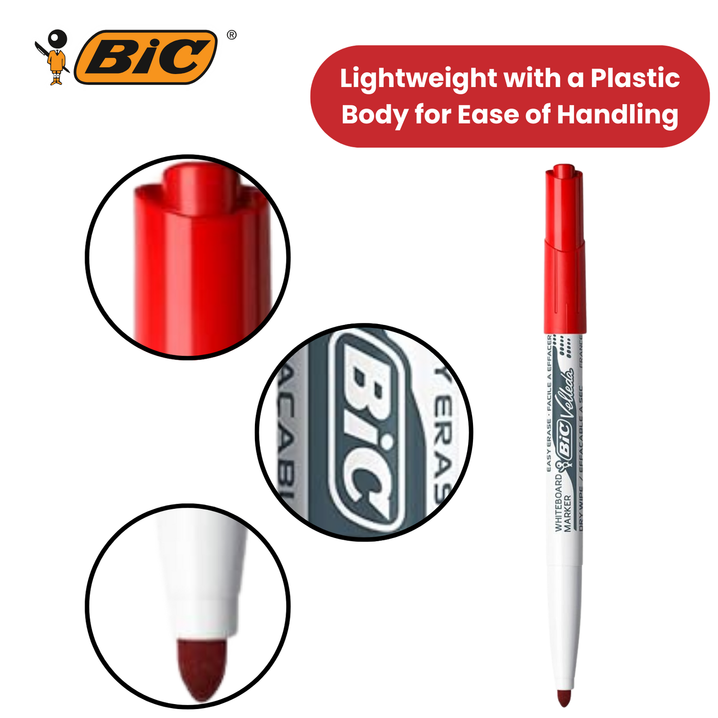 Bic Velleda 1741 Whiteboard Drywipe Markers Red – Long-Lasting Pens Box of 12Bic Velleda 1741 Whiteboard Drywipe Markers Red – Long-Lasting Pens Box of 12
