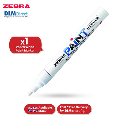 Zebra White Paint Marker Pen 1.5mm Tip Permanent Marker, Waterproof Paint Pen for Writing