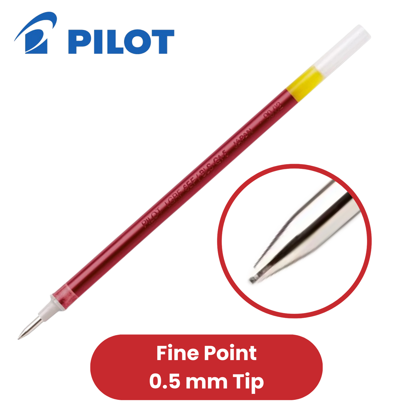 Pilot G1-05 Gel Pen Refill - Red Ink, Fine 0.5mm - Smooth, Precise Writing