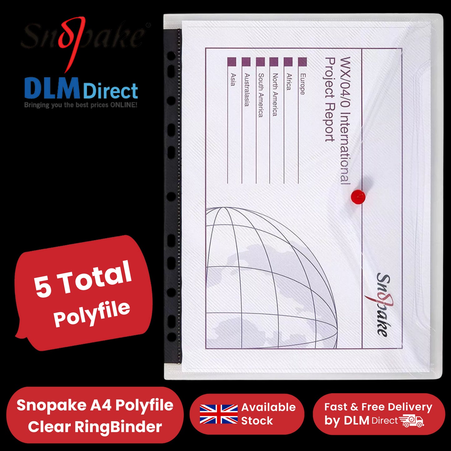 Snopake Polyfile Ringbinder Wallet Clear for Secure Document Storage - Pack of 5