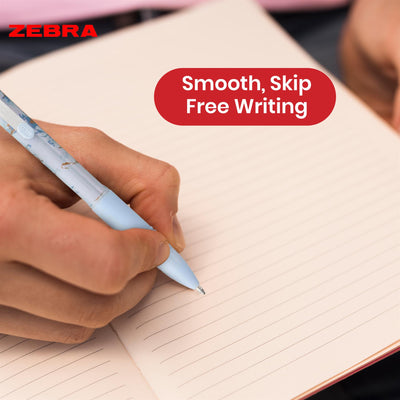 Zebra Z-Grip Ballpoint Pens Pastel Blue Marble Retractable Pens, 3 Pcs Black Ink Biros for School