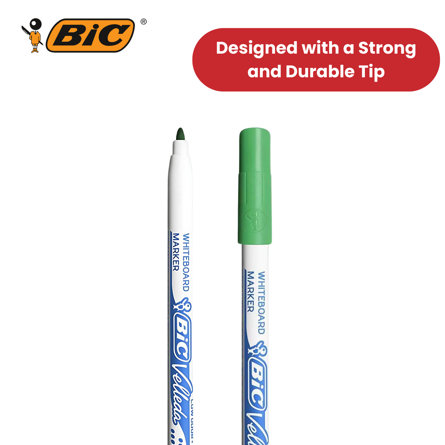 BiC Velleda 1721 Green Dry-Wipe Whiteboard Markers for Bold, Clean Writing, x24