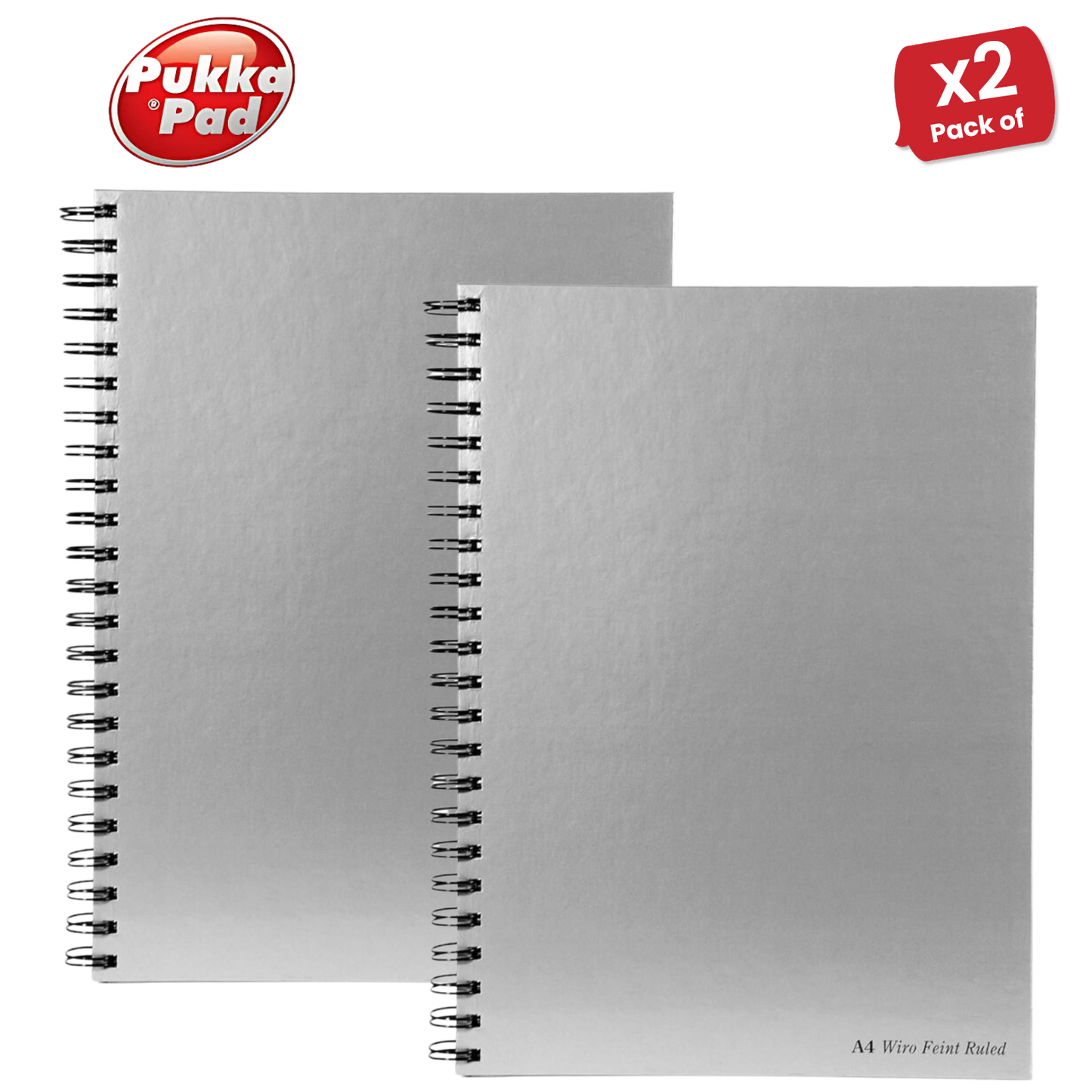 PUKKA PADS WHITE A4 WIREBOUND MANUSCRIPT BOOK 160 page 90gsm (RULED) - PACK OF 1 to 5