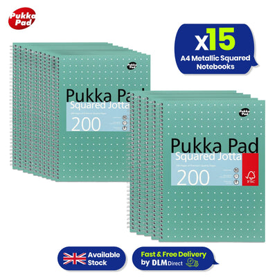 15x Pukka Pad A4 Metallic Squared & Lined Notebooks 200 Pages 80GSM Wirebound
