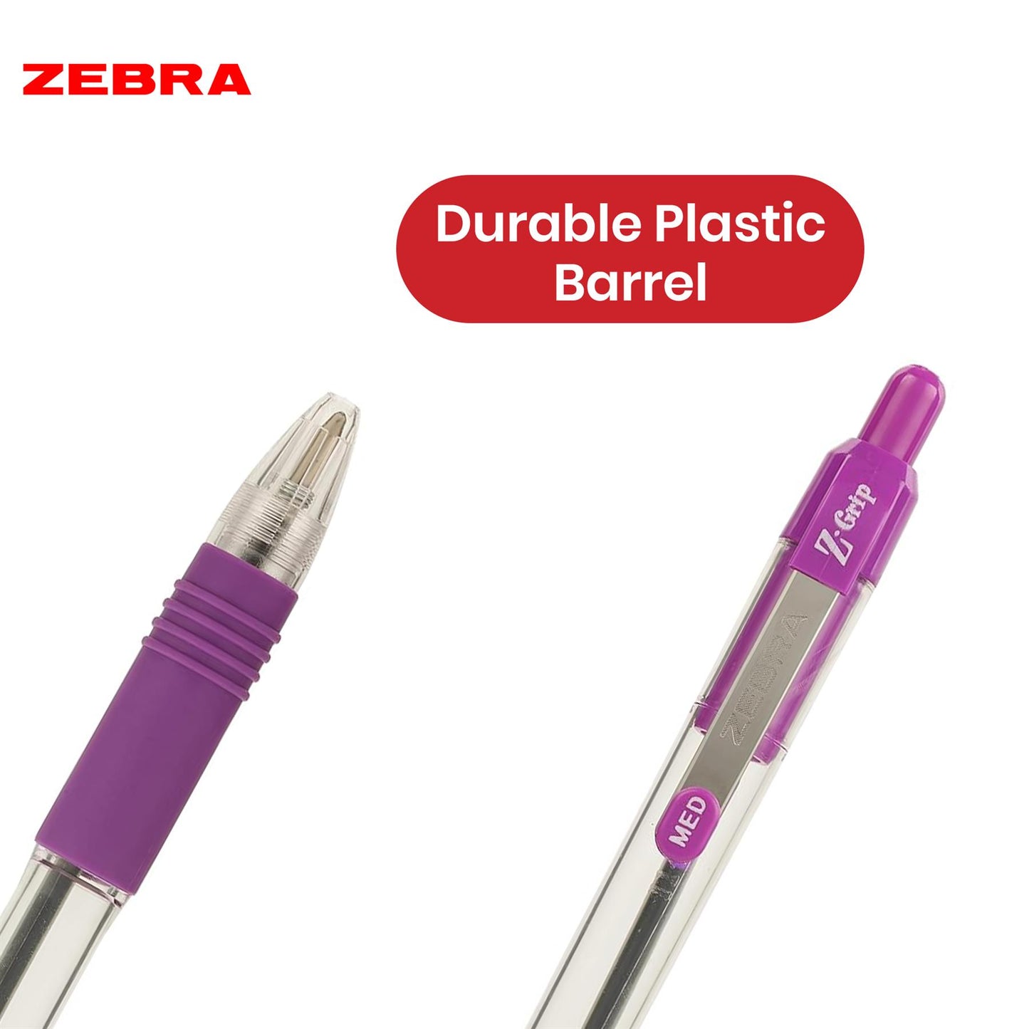 Zebra Z Grip Ballpoint Pen Plastic 1.0 mm Medium Point Retractable Pens for Notes (Pack of 12)