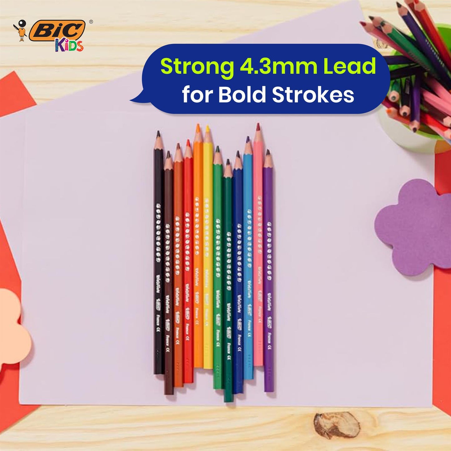 BIC Kids Evolution Coloured Pencils 24 Pack Safe Splinter Free Barrel