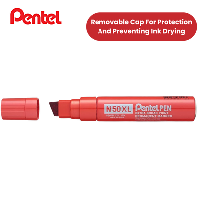 PENTEL N50XL PERMANENT MARKER RED - Pack of 6