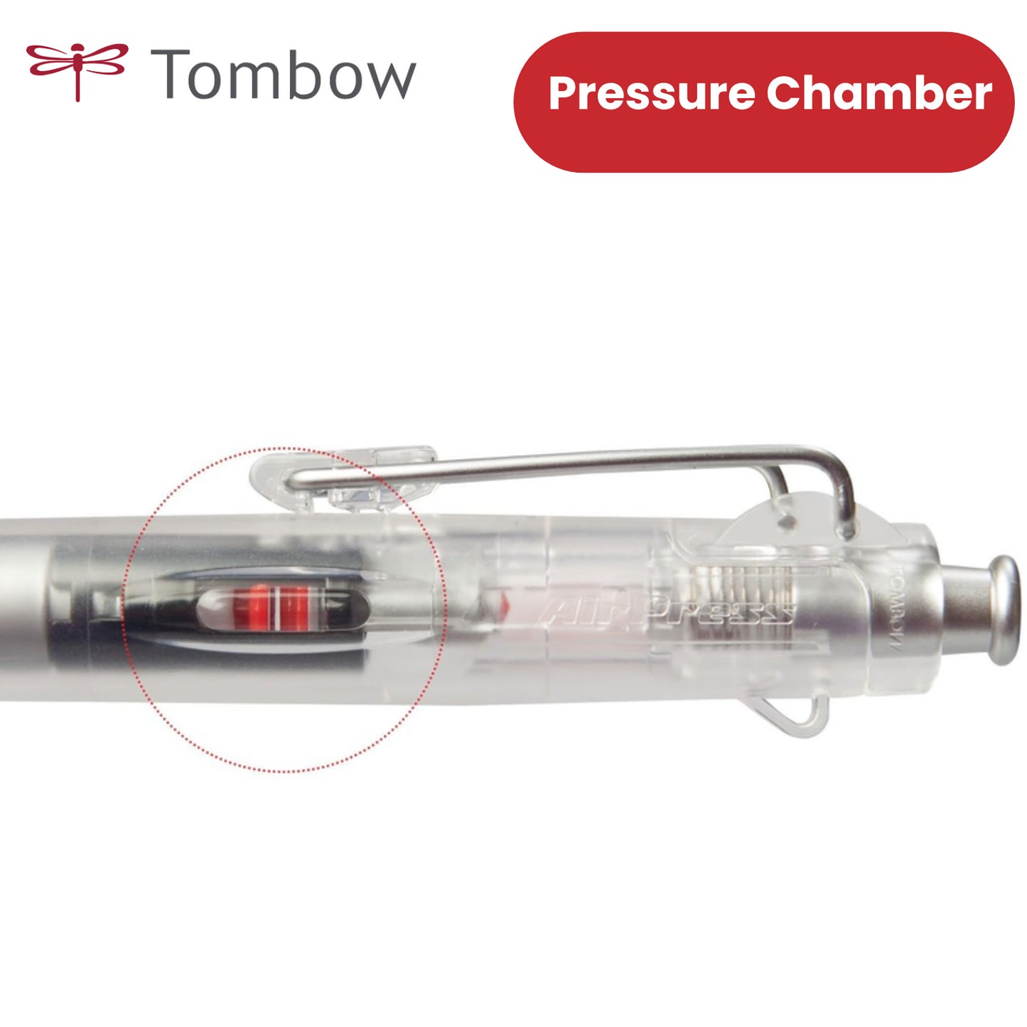 Tombow Ballpoint  AirPress Pen Transparent Barrel BK Pack of 1 - 1 to 36 Packs