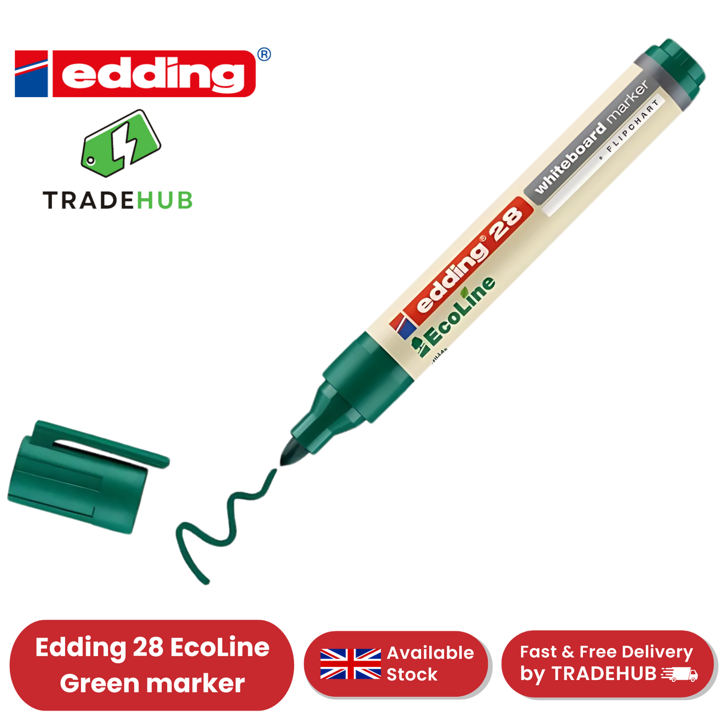 edding 28 Ecoline whiteboard marker - green - round tip 1.5-3 mm