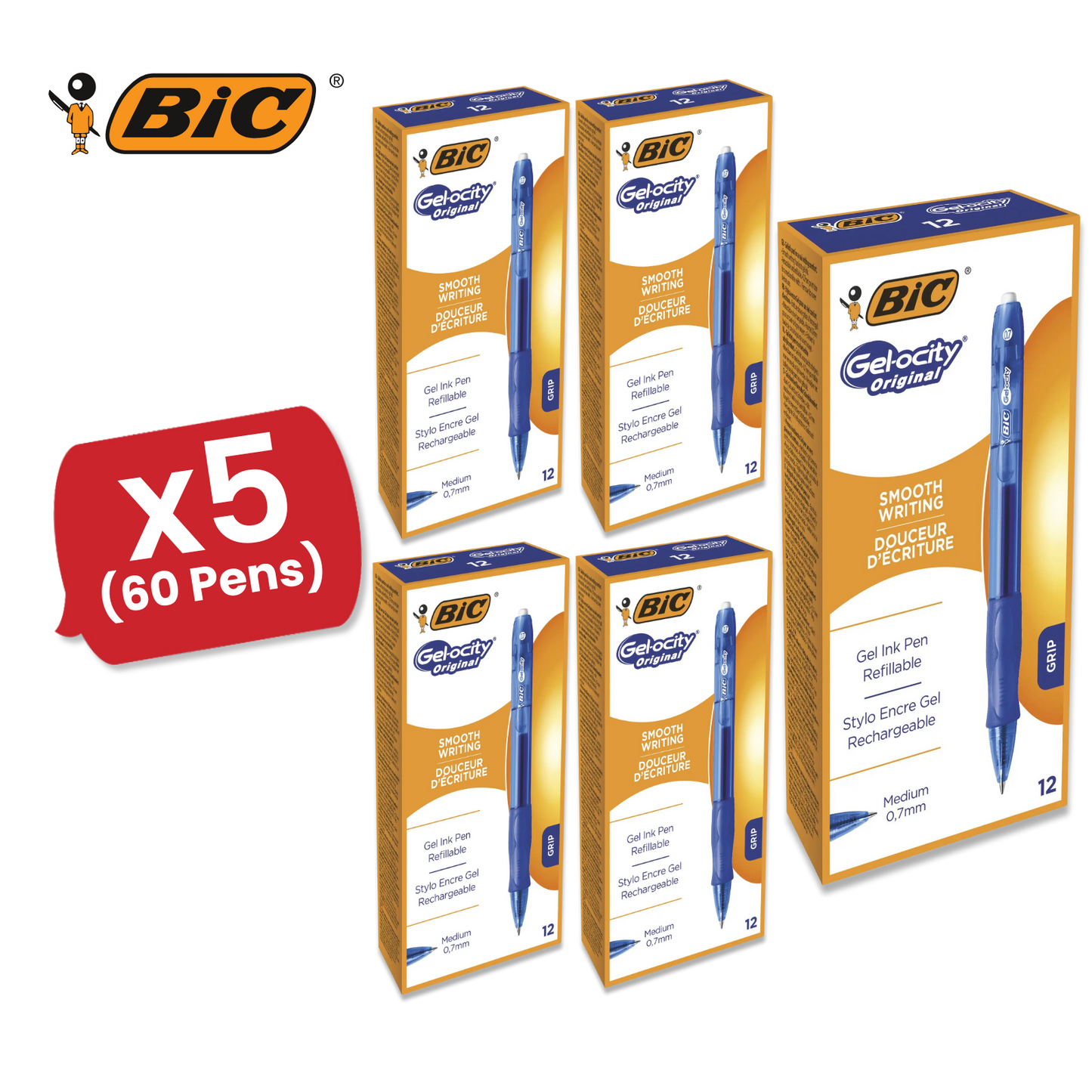 BIC Gelocity Clic Box 12 Blue (Original) - 1 to 5 Packs