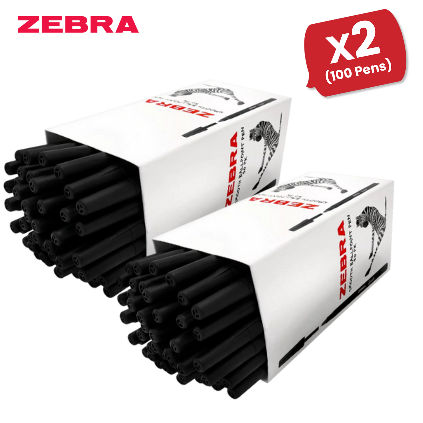 Zebra Smooth 1.0mm Tip Black - Ballpoint Pens Office & School Use - Box of 50