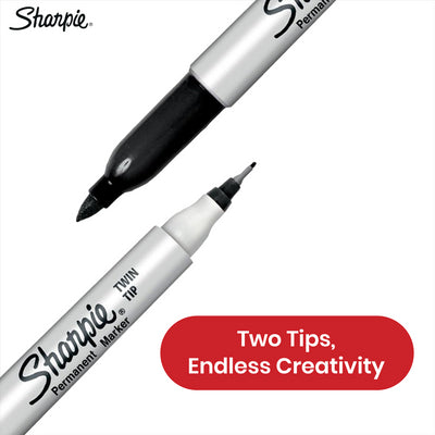 Sharpie Double-Sided Pen - Black Dual Tip Colouring Pens, Fine & Ultra Fine Tip Artist Pens For Kids
