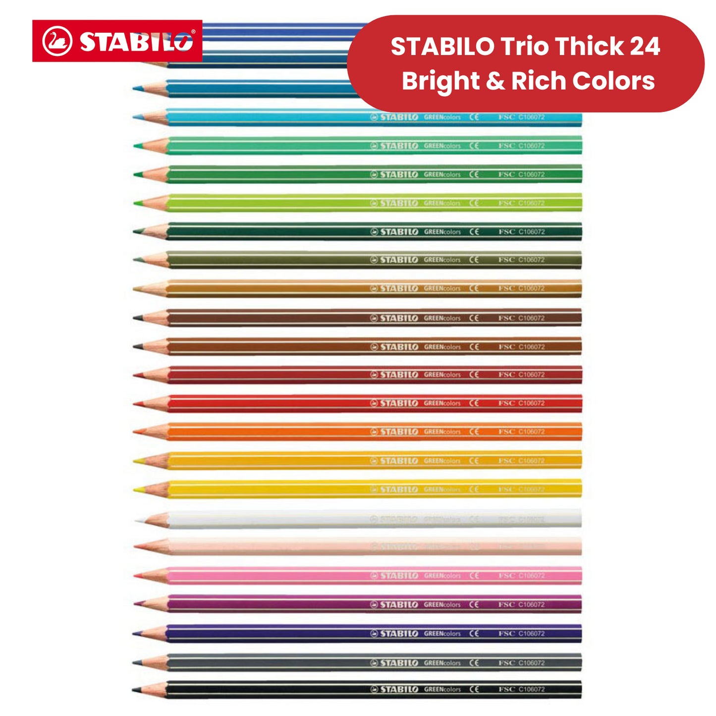 Stabilo Trio Thick Colouring Pencils Assorted Pack of 24