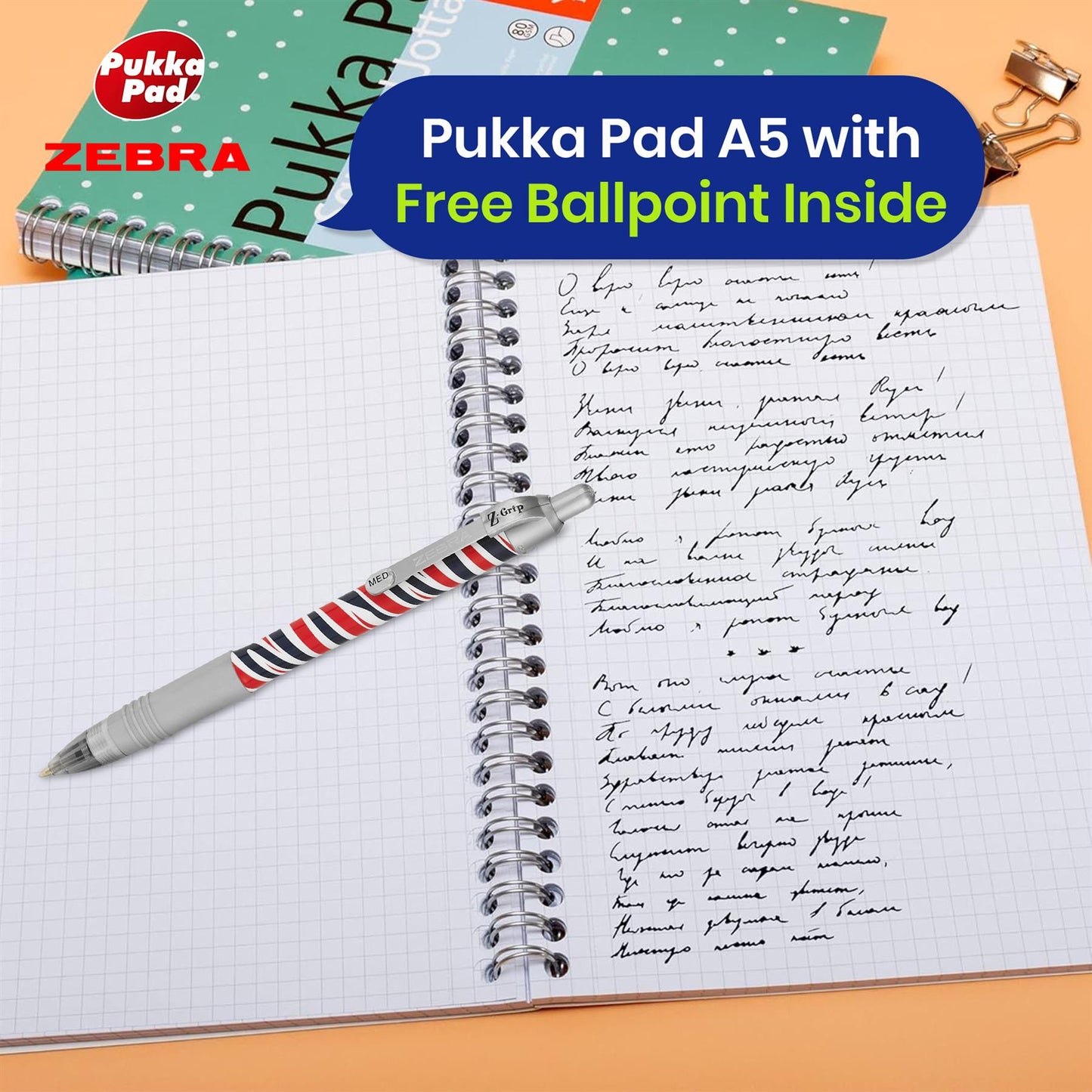 Pukka Pad A5 Squared Jotta Book, 200 Pages Wirebound Grid, Perforated