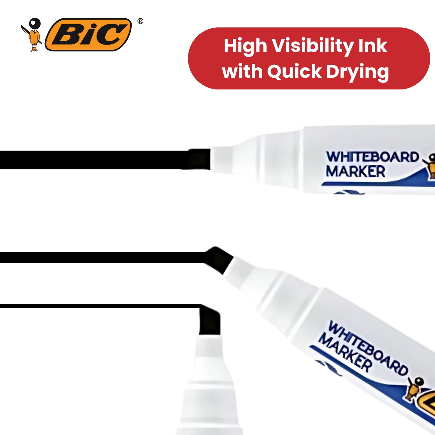 BIC VELLEDA MARKER 1751 BLACK - PACK OF 12 - 1 to 5 Packs