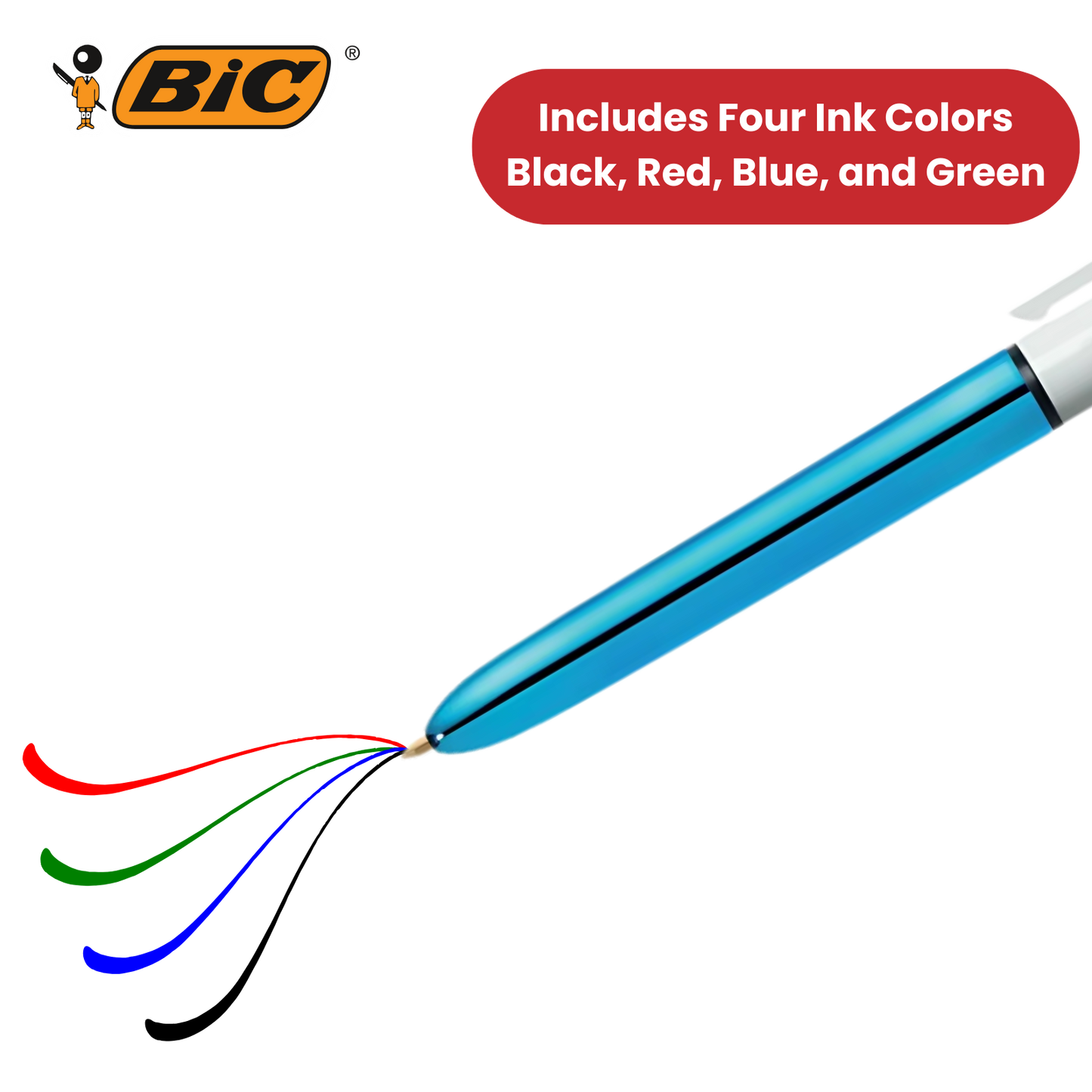 Bic 4 Colour Shine - Blue - Pack of 3
