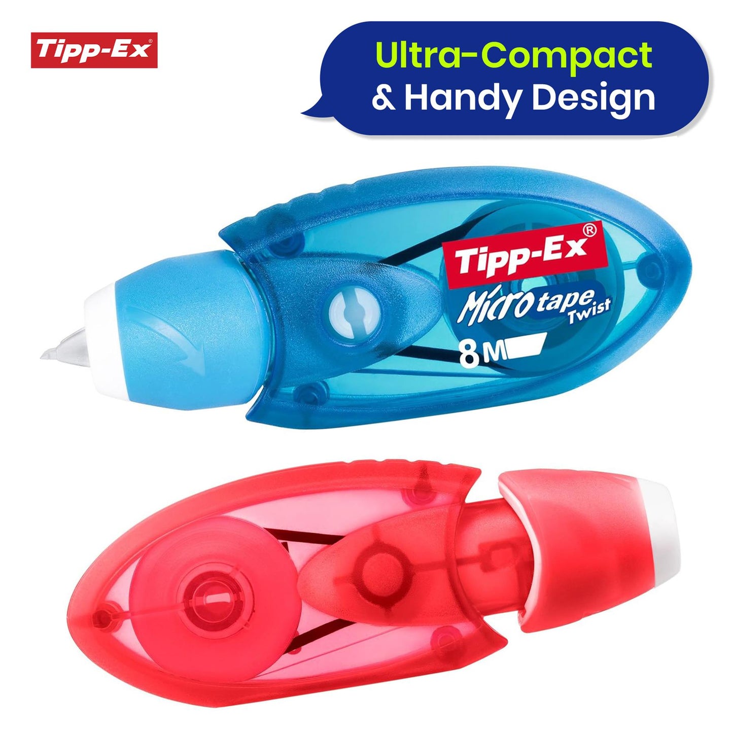 Tippex Micro Tape Twist 10 Pack Assorted Colours with Rewinding and Twist Cap