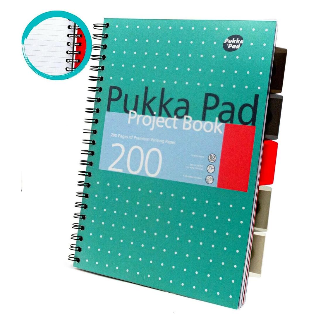 PUKKA WHITE A4 WIREBOUND PROJECT BOOK (RULED/MARGIN) - PACK OF 1
